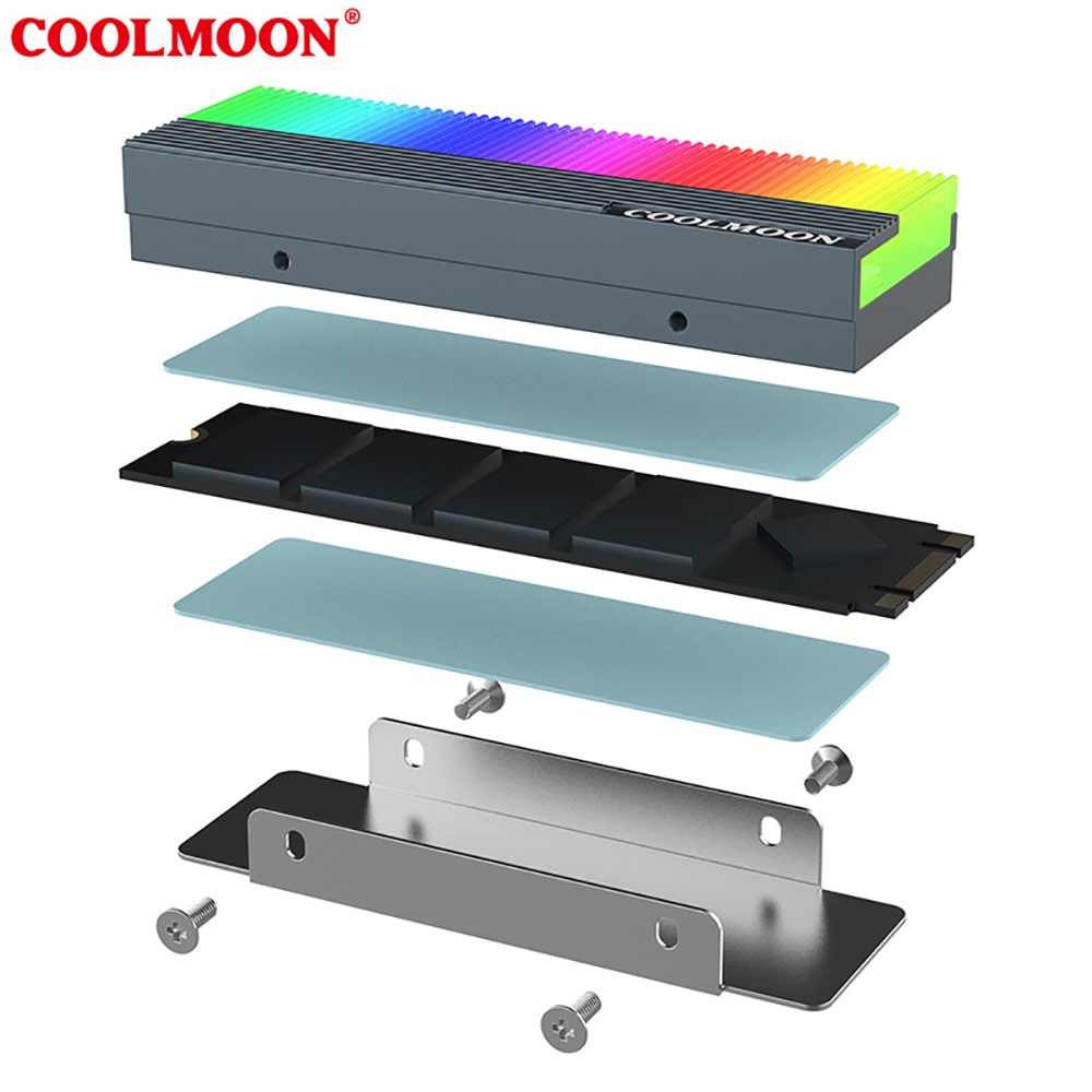 Ốp tản nhiệt SSD M2 Led ARGB Tản nhiệt ssd m2 nvme M.2 2280 cao cấp Coolmoon A-RGB