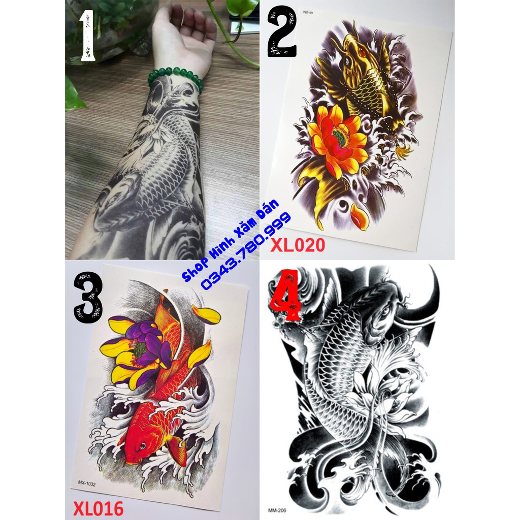 COMBO 4 HÌNH XĂM CÁ CHÉP - NHƯ THẬT 99%