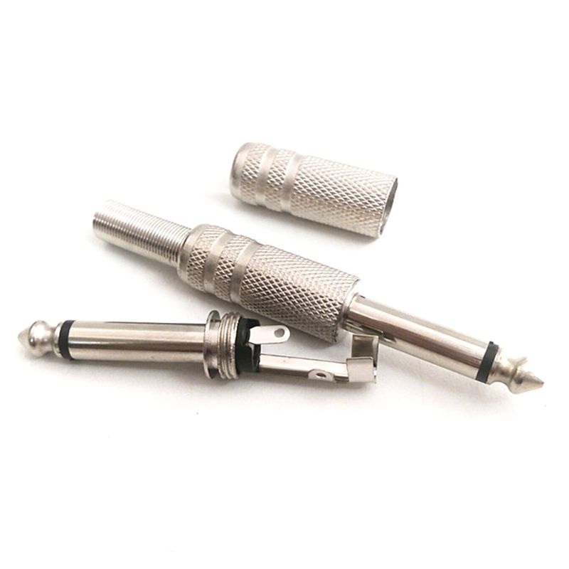 Set 10 Đầu Nối Dây Cáp Mono o Jack 6.35mm 1 / 4 "Bằng Kim Loại