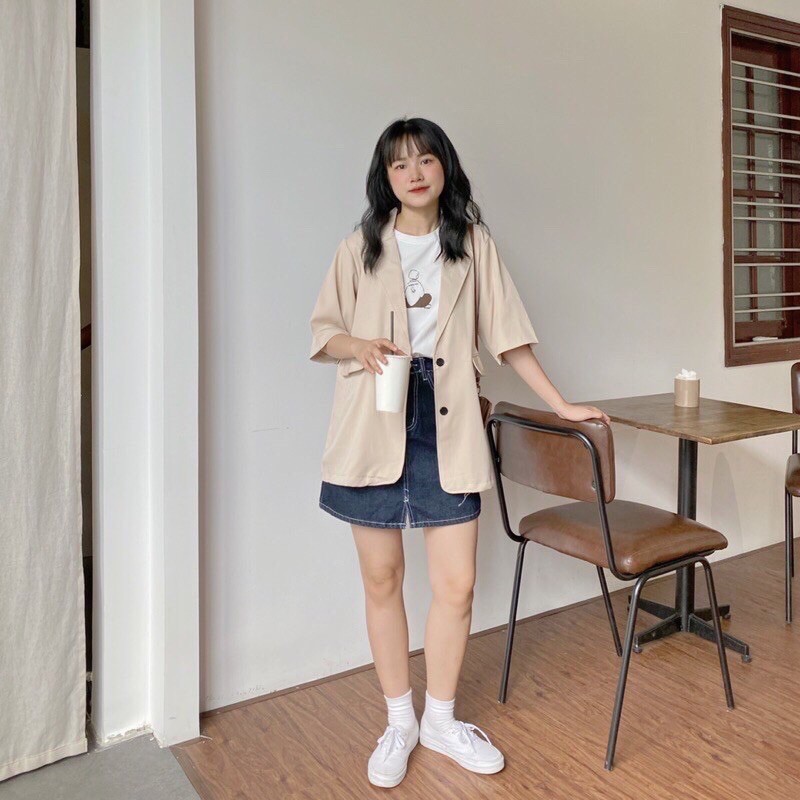 Áo blazer tay ngắn 1 lớp ulzzang,Áo vét cộc tay jamoo | BigBuy360 - bigbuy360.vn