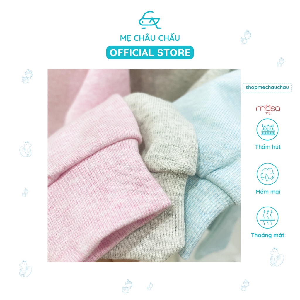 Bộ quần áo cài vai dài nhung túi nỉ bé trai bé gái Yume Masa (Size 6-9 Tháng đến 2-3 Tuổi)