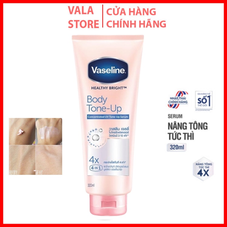 Tinh Chất Dưỡng Thể Vasline Body Tone-Up 4x 320ml, Nâng Tông Da, Cân Bằng Độ ẩm cho da