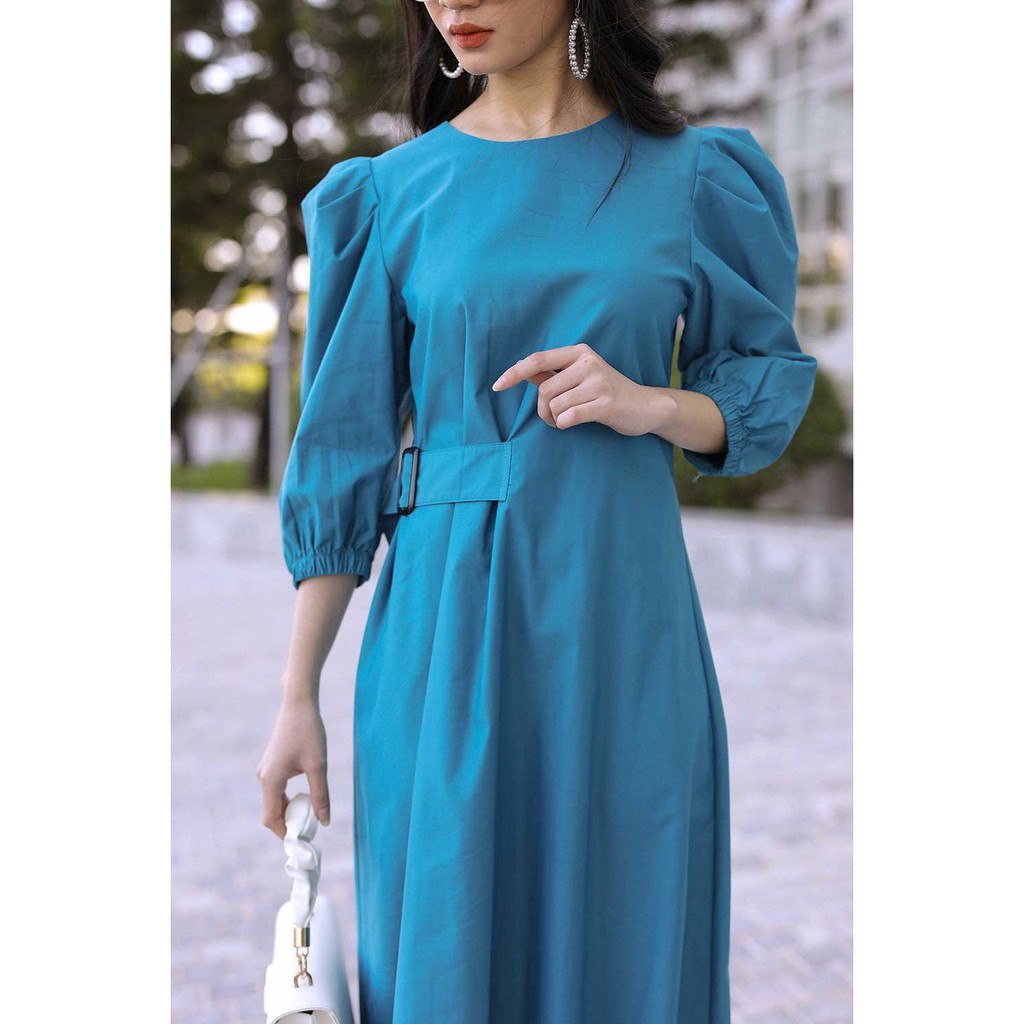 Váy đầm nữ dây khuy eo 1 bên, cổ tròn, hàng thiết kế cao cấp TK Fashion - DK B46