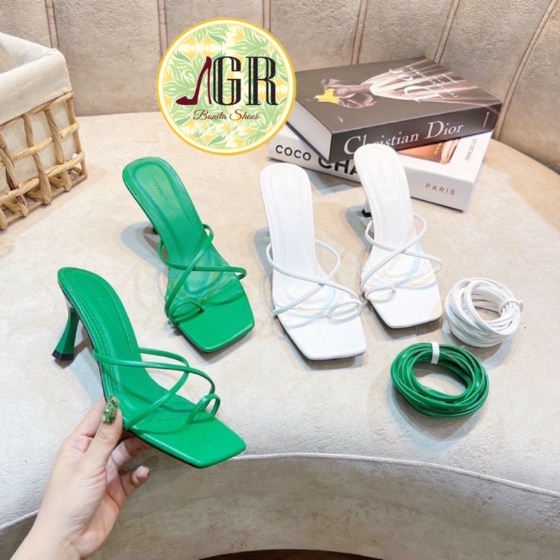 Guốc xỏ dây thắt vòng chân mang 2 kiểu gót 6p