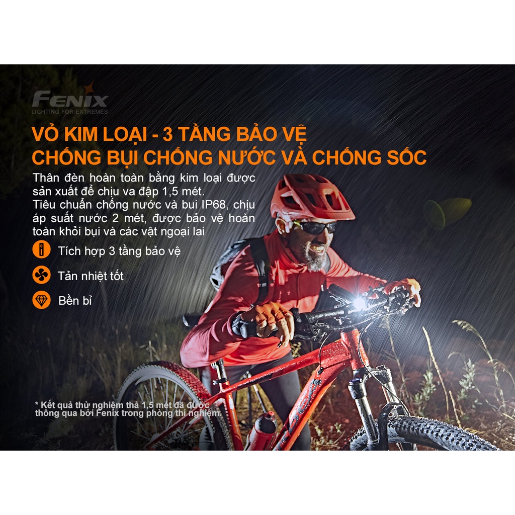 Đèn xe đạp FENIX BC26R sáng 1600 lm chiếu xa 168m pin 21700 5000mAh sạc USB-C