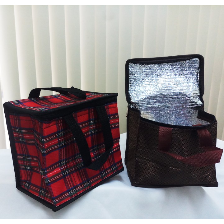 Túi giữ nhiệt vải bố dù dầy hình hộp vuông đáy 21x13cm cao 20cm vừa 3 hộp chữ nhật 630ml - 800ml. tx113