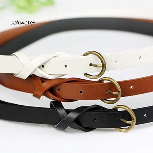 Thắt Lưng Da Màu Trơn Khóa Kim Loại Đơn Giản Thời Trang Cho Nữ