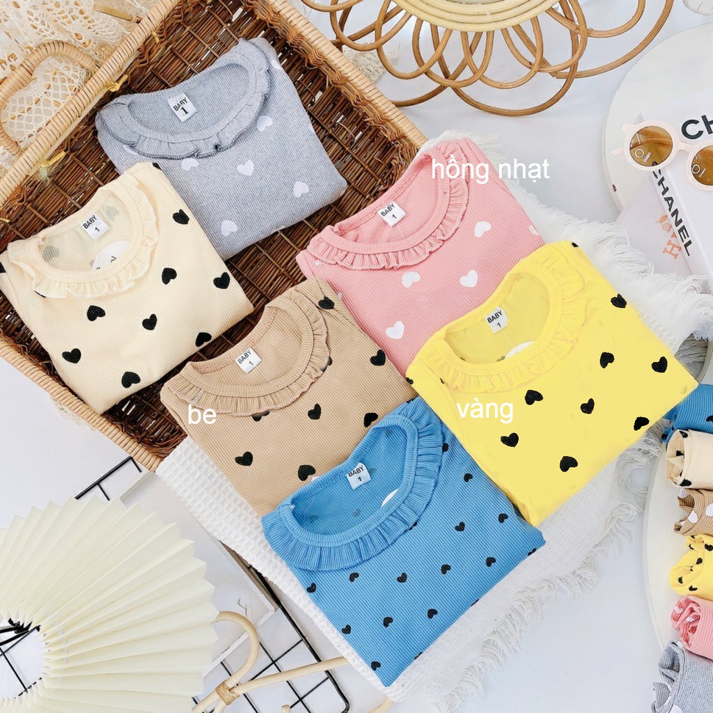 Đồ bộ quần áo dài tay cho bé - Bộ thu đông len tim cho bé gái AM829 TTR107