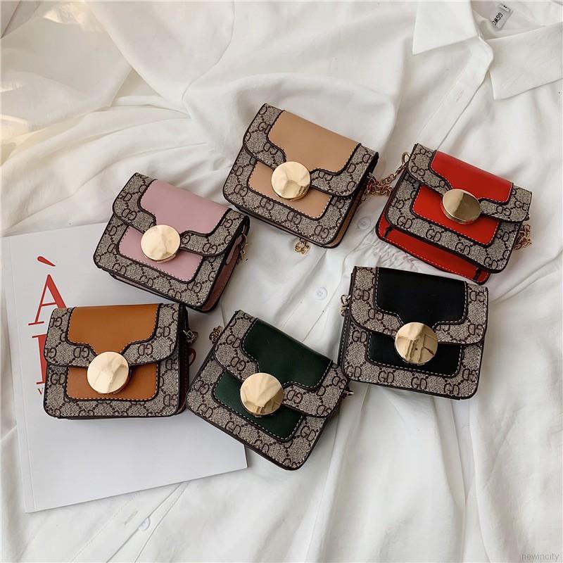 Túi đeo chéo bằng da PU họa tiết hoa cổ điển dành cho bé gái