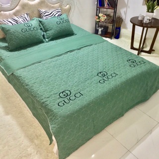 Bộ chăn ga gối cotton đũi trần bông