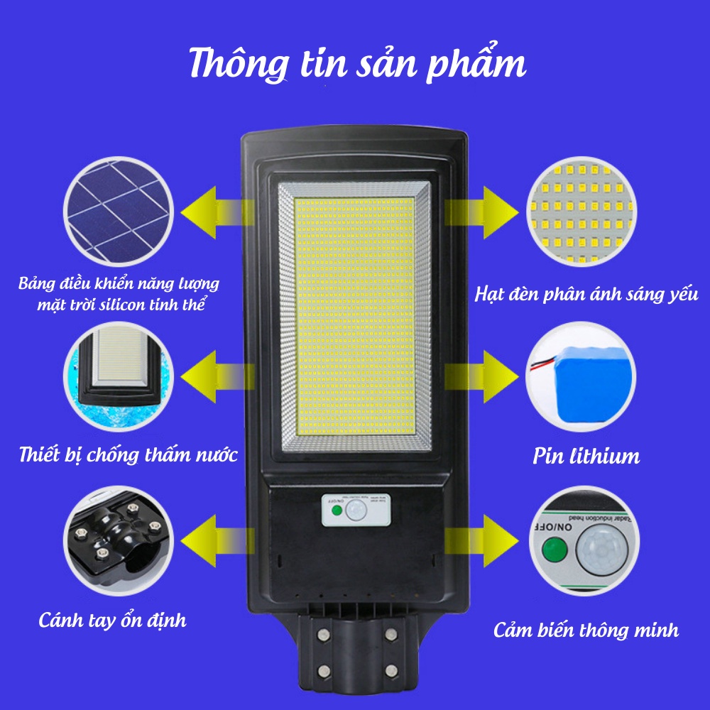 Đèn Năng Lượng Mặt Trời Solar Light Chống Bão, Chống Nước Ngoài Trời Siêu Sáng Đèn Led Akio