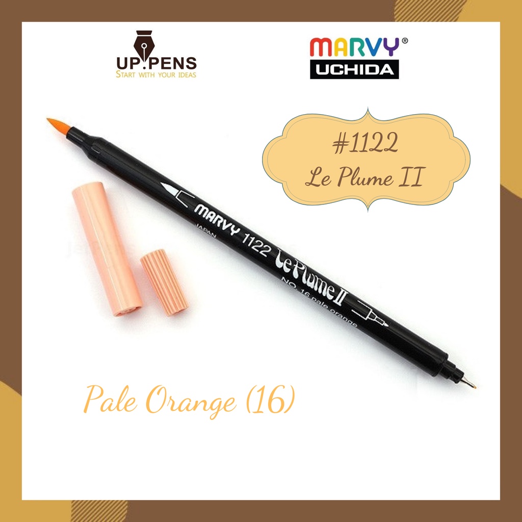 Bút lông đầu cọ viết calligraphy Marvy Le Plume II Double-Sided Watercolor Marker - Màu cam nhạt (Pale Orange - 16)