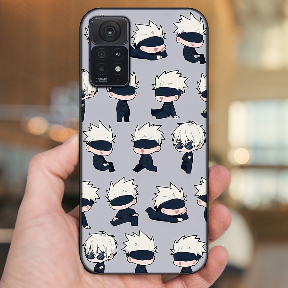 Ốp lưng Xiaomi Redmi Note 11 Pro 5G viền đen in hình Satoru Jujutsu Kaisen