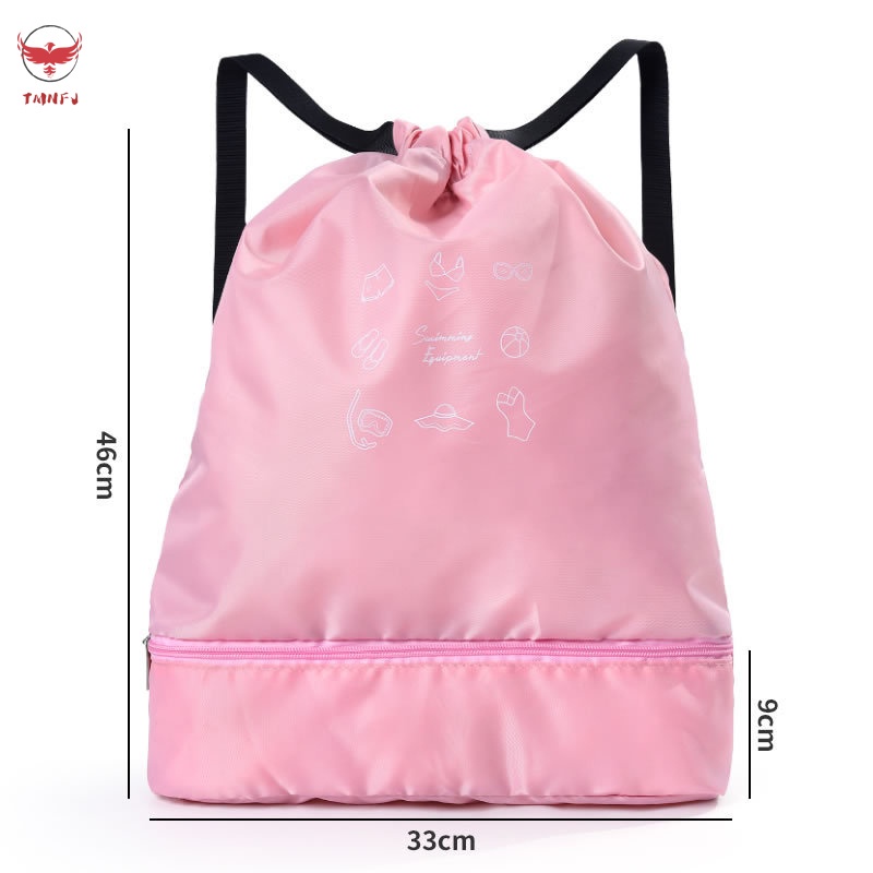 Ba Lô Dây Rút Chống Thấm Nước Thiết Kế Phân Ngăn Ướt Và Khô Dành Cho Bé Khi Đi Bơi