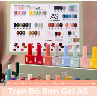 [Tặng Hộp + Bảng Màu] Set 60 Chai Sơn Gel AS | Tặng Base Top Cứng Móng