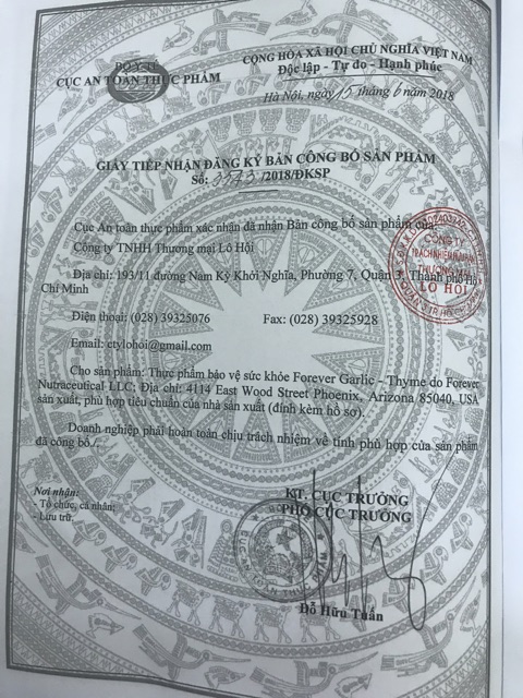 Viên tỏi Forever Galic-Thyme - Nhập khẩu Hoa Kỳ