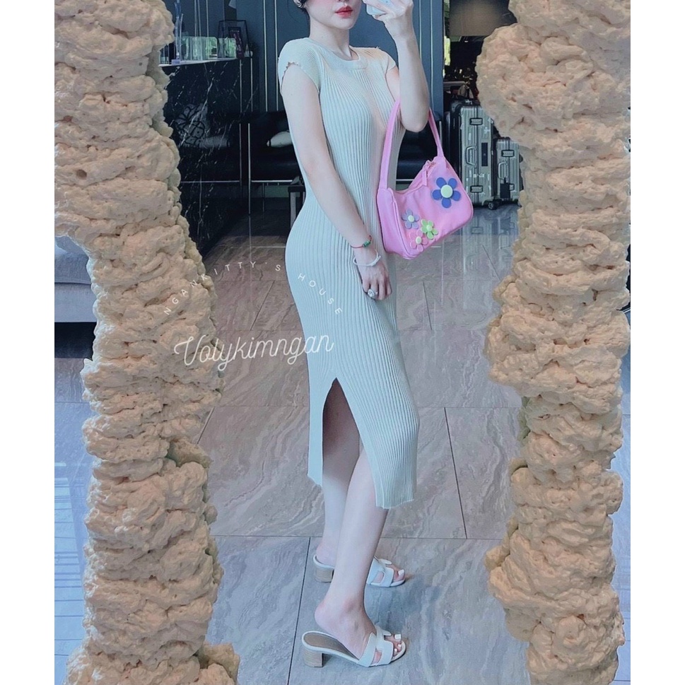 Váy len maxi xẻ bên