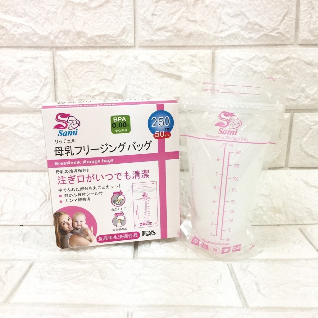 Túi trữ sữa Sami Nhật Bản hộp 50 túi 250ml