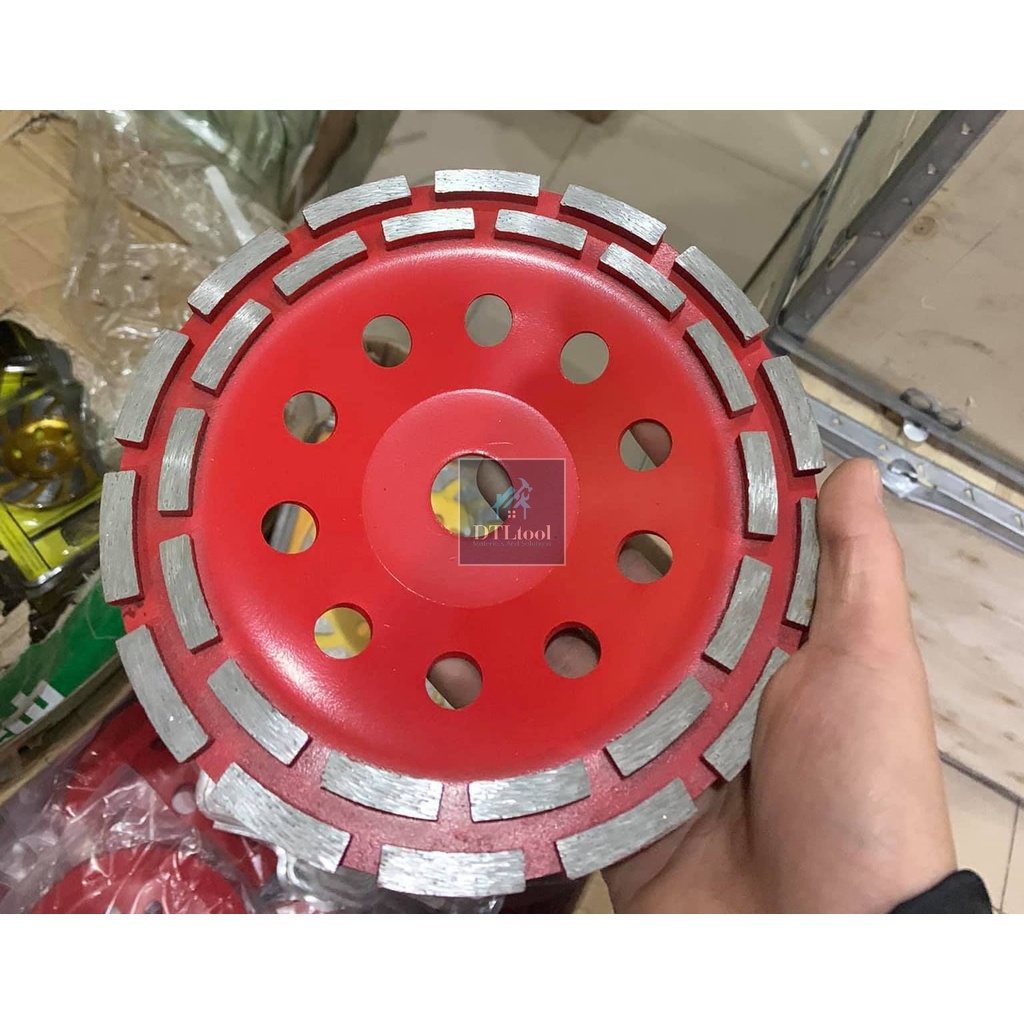 Đĩa mài bê tông đường kính D180mm. Đá mài phá mặt nền, mài vệ sinh bể mặt bê tông. Bát sắt  D180mm - Đỏ