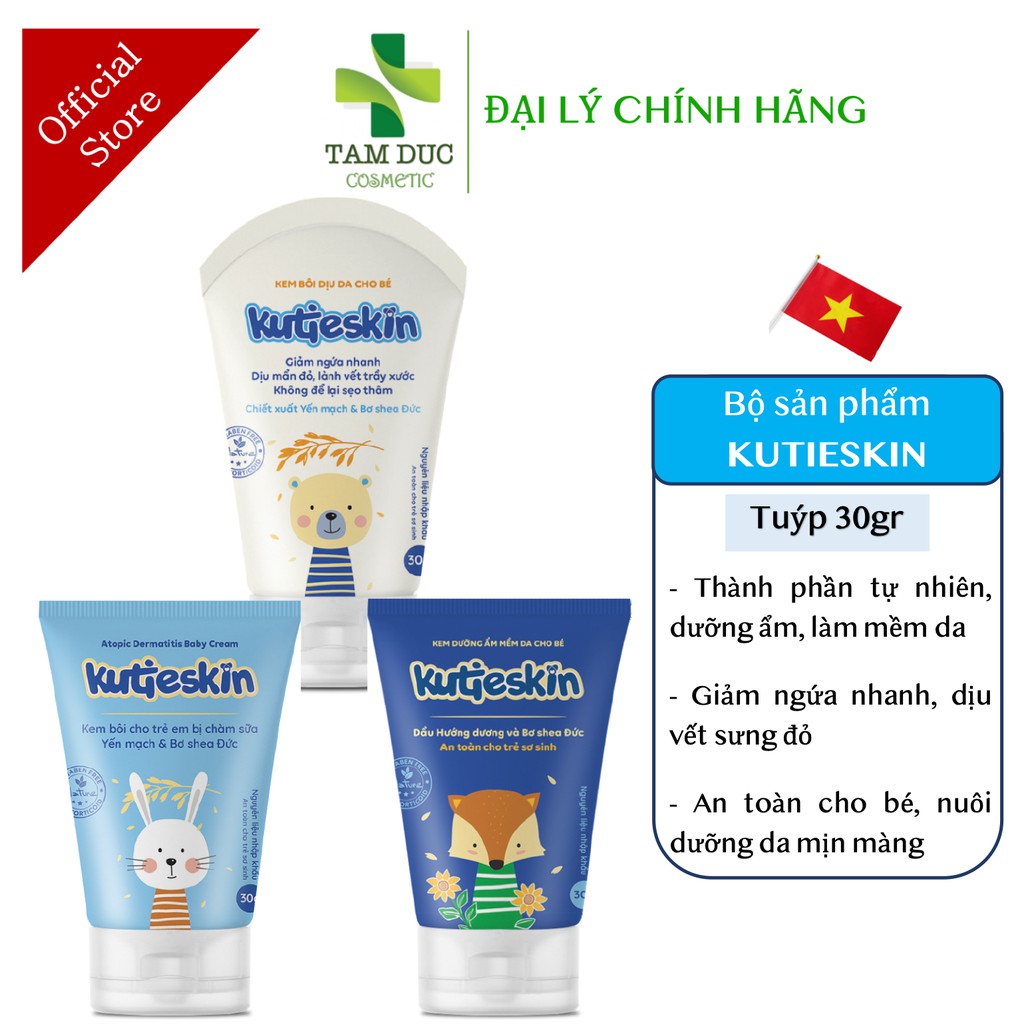 Bộ Sản Phẩm KUTIESKIN - CHĂM SÓC LÀN DA BÉ [DƯỠNG ẨM, CHÀM SỮA, NGỨA HĂM, KUTIE SKIN]