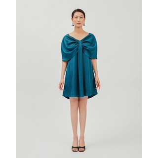 Đầm lụa xoè chi tiết nơ to Mauve A Present dress