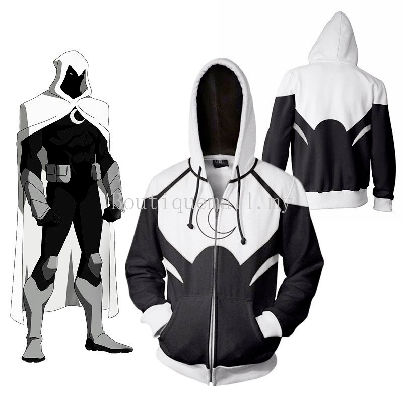 Áo Khoác Khóa Kéo Có Nón Trùm Đầu Có Khóa Kéo Giản Dị Hình Phim Moon Knight Hàng Mới Dành Cho Nam