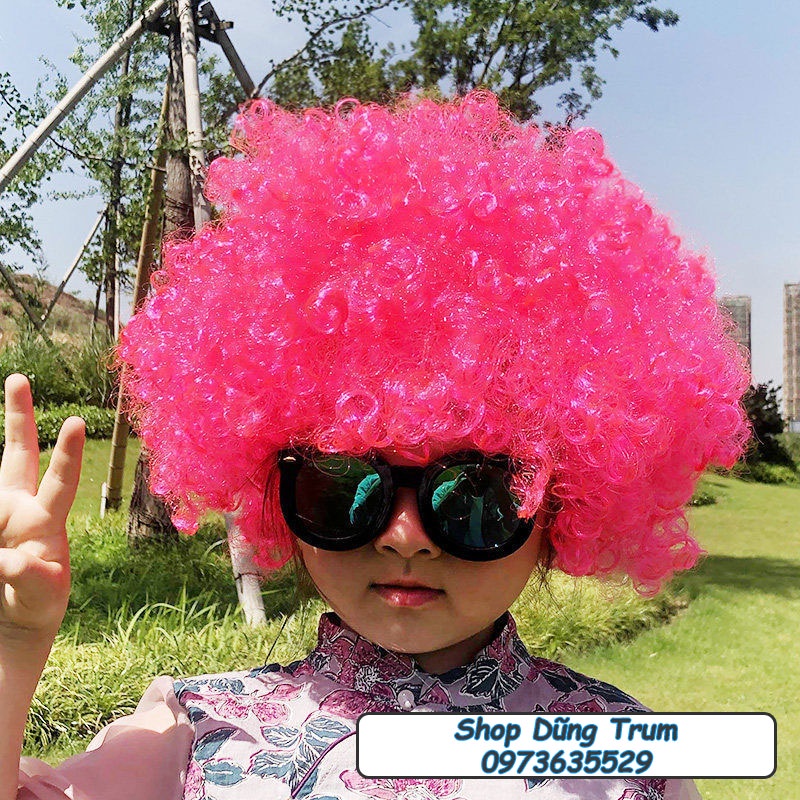 Tóc giả hóa trang chú hề hài hước nhiều màu một màu