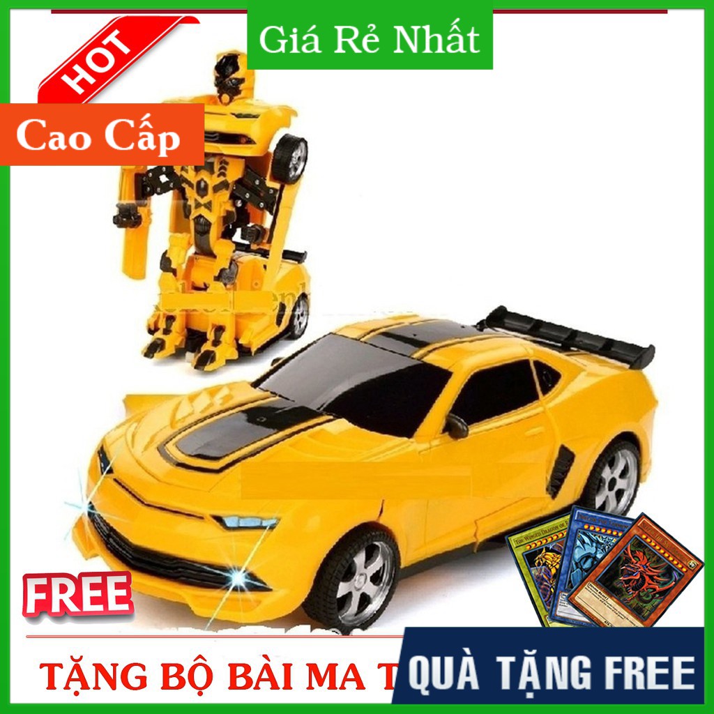 (QUÀ TẶNG FREE) Ô Tô Biến Hình - Robot biến hình  Dùng Pin Có Nhạc - Tặng bộ bài magic