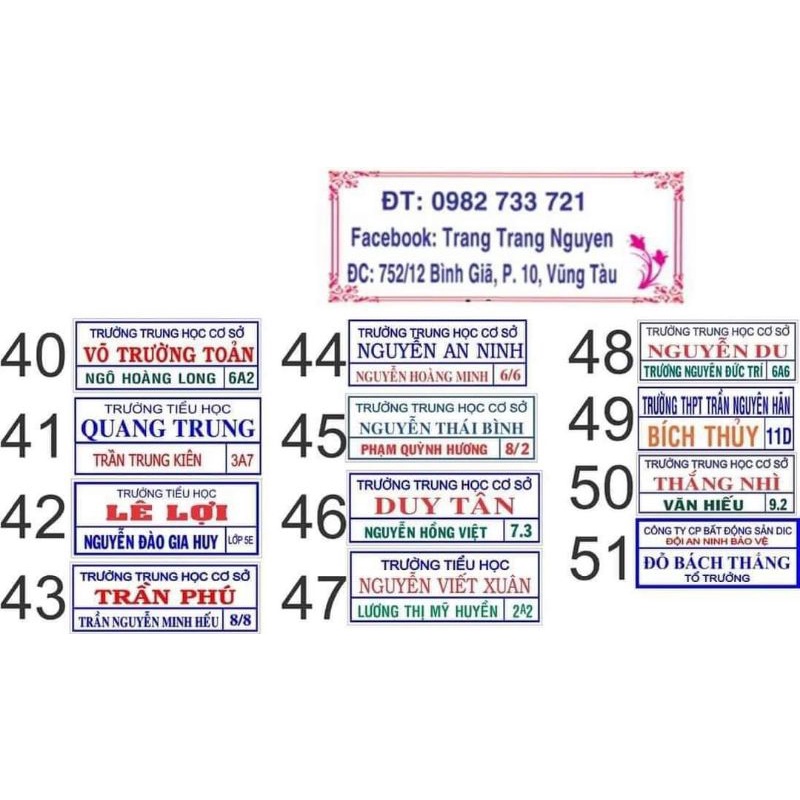 NHẬN ĐƠN TỪ 5 CÁI. Nhãn tên.bảng tên, phù hiệu, logo Mẫu 40 đến mẫu 51