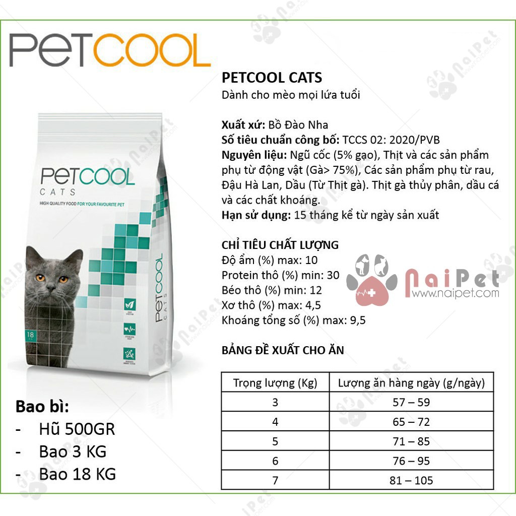 Thức Ăn Hạt Cho Mèo Trưởng Thành Petcool Cats 1.2kg