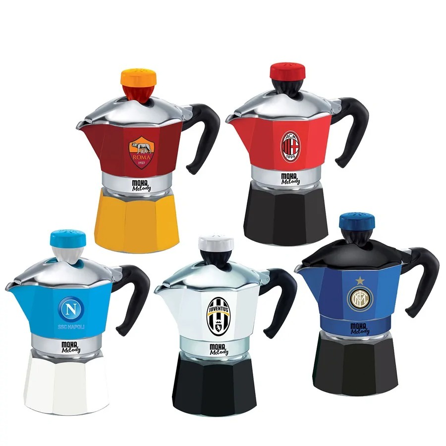 ẤM PHA CÀ PHÊ THỂ THAO BIALETTI MOKASPORT A.C.MILAN 3 CUPS, MÀU ĐỎ