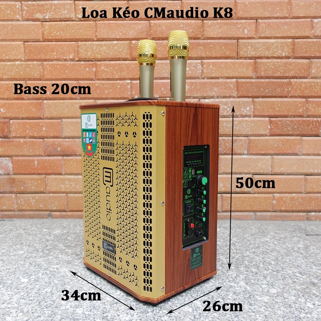 Loa kẹo kéo hát karaoke bluetooth mini CM audio bass 20 kèm 2 mic Chính hãng