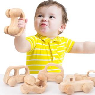 Baby Teething Wooden Car Educational Blocks Teether Infant Grasping Chewing Toys