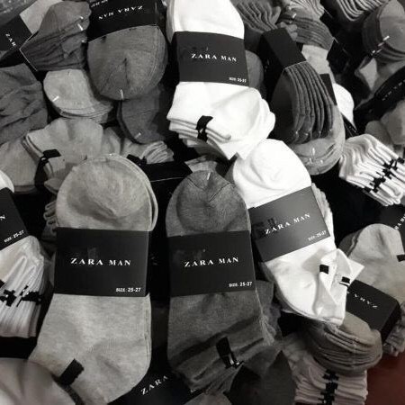 Tất Vớ Zara Trơn cổ ngắn 100% Cotton co giãn thoáng mát chống hôi chân