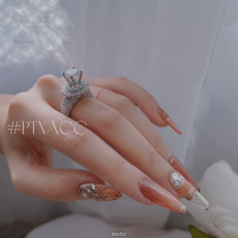 Nhẫn xi bạch kim đính full soàn tấm, nhẫn nữ đế tròn .PTNACC.