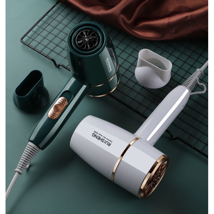 Máy sấy tóc Ruisheng công suất 2200W có ánh sáng xanh, chăm sóc ion âm cho tóc, 3 chế độ sấy, điều chỉnh nhiệt độ