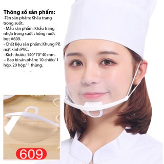 hộp 10 khẩu trang nhựa trong suốt mã 609