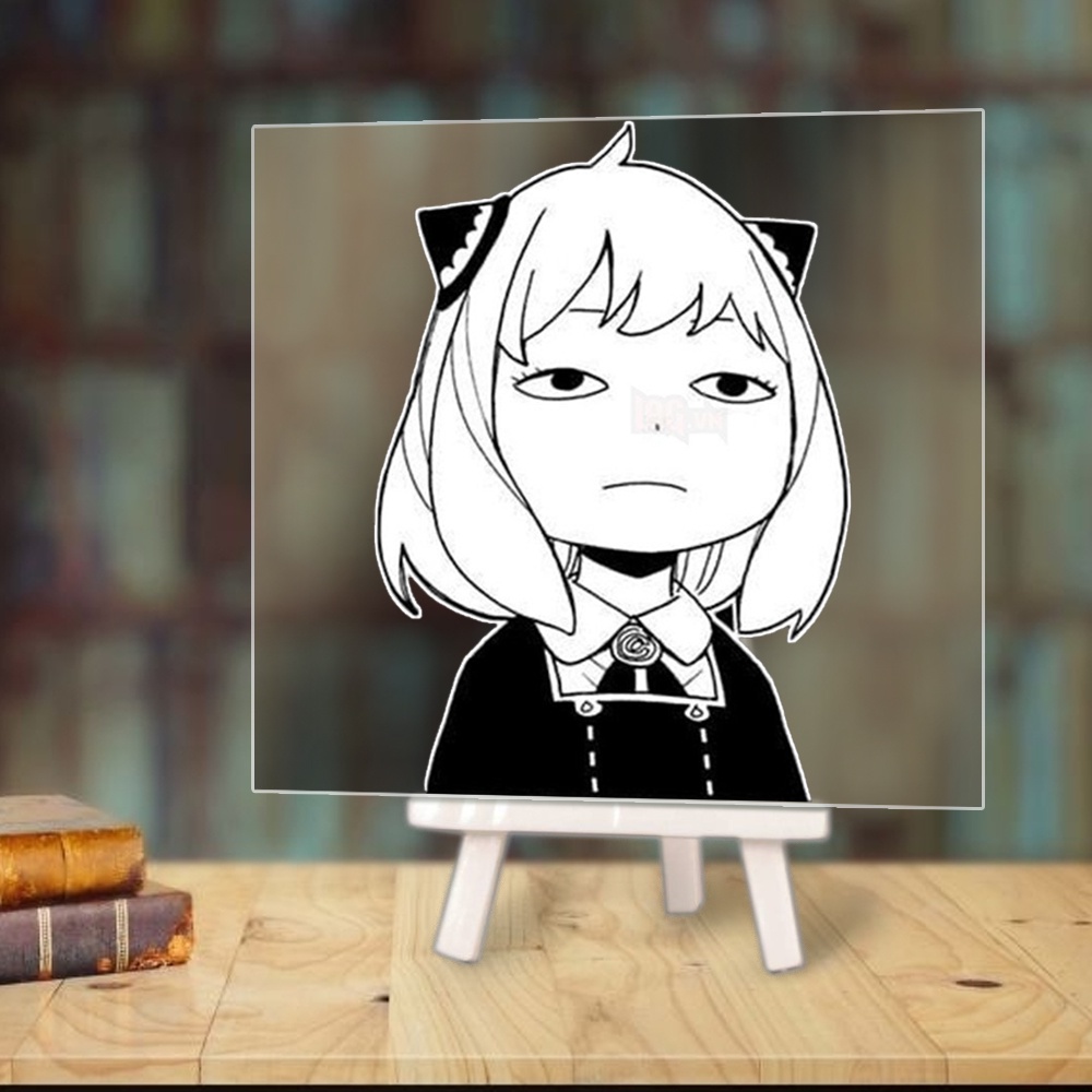 Tranh kính SPY X FAMILY in hình GIA ĐÌNH ĐIỆP VIÊN anime chibi acrylic mica trong trưng bày trang trí góc học tập giá gỗ