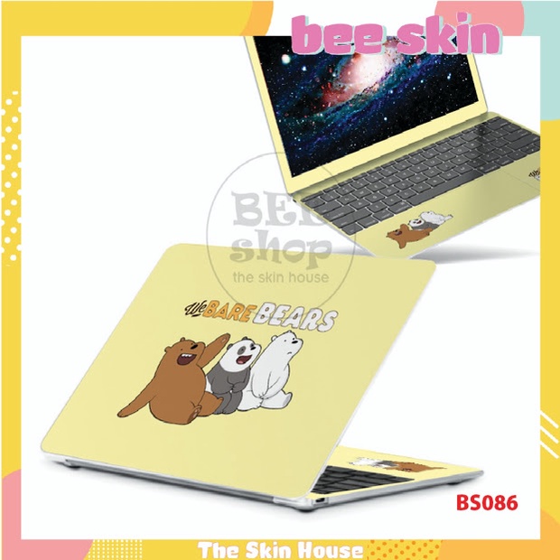 Sticker dán laptop BEE SKIN mẫu Panda 2 cho Macbook/HP/ Acer/ Dell /ASUS/Lenovo/Toshiba