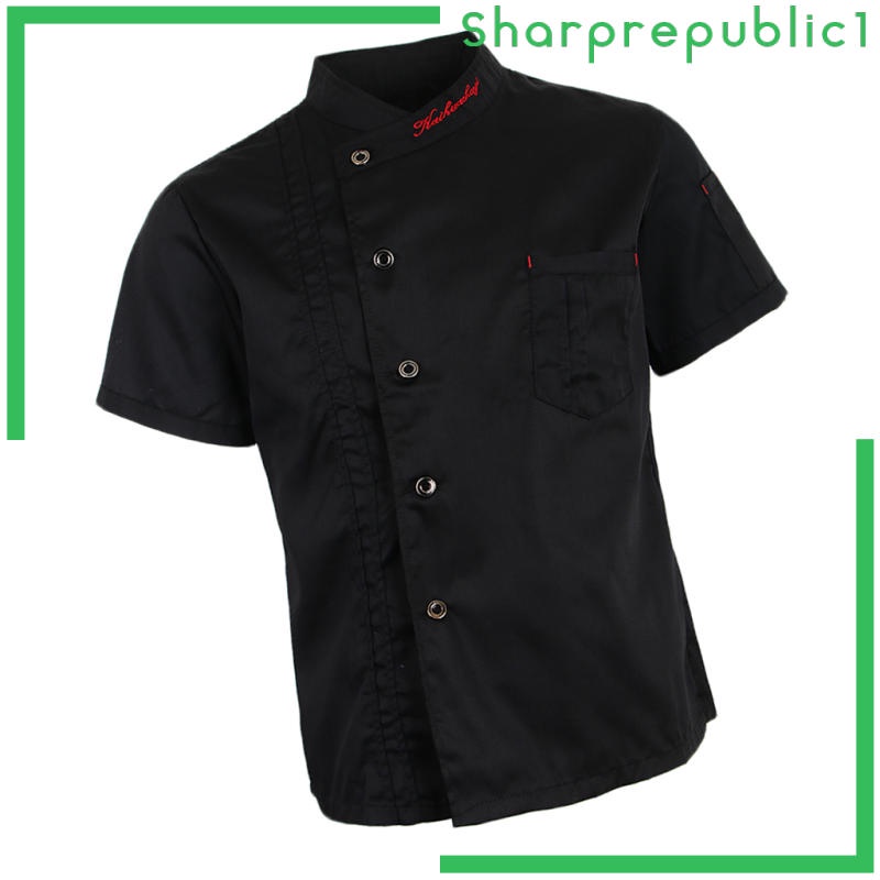 Áo đồng phục đầu bếp tay ngắn màu trắng thời trang cho nam và nữ | BigBuy360 - bigbuy360.vn