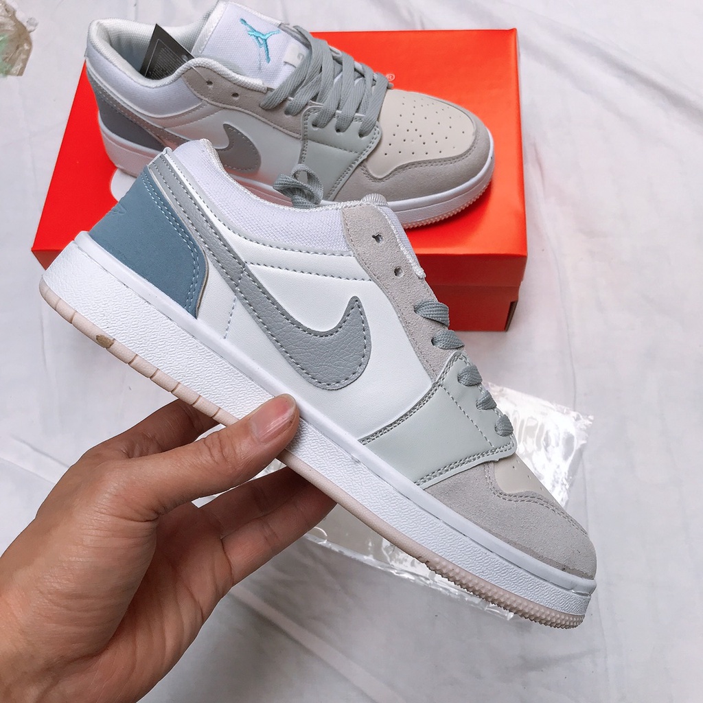 Bản TRUNG - Tặng hộp, bill và tất - Giày thể thao sneakers nam nữ JD1 ghi xám cổ thấp, size 36 đến 44.    .