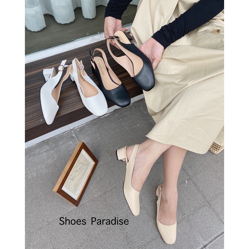 Giày Cao Gót Mũi Vuông Bít Mũi Đế Vuông Cao 3F Shoes Paradise BBMVKT