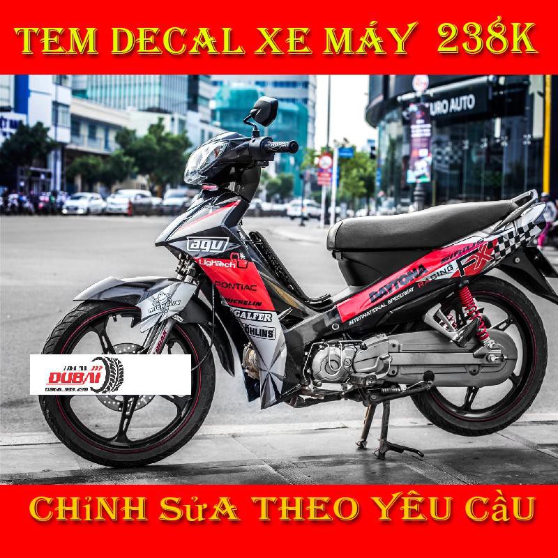 Tem Trùm Dán Xe Sirius Đen Đỏ AGV