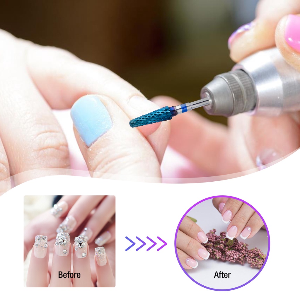Đầu Mài Móng Bằng Thép Vonfram Màu Xanh Dương / Cầu Vồng 2.35mm