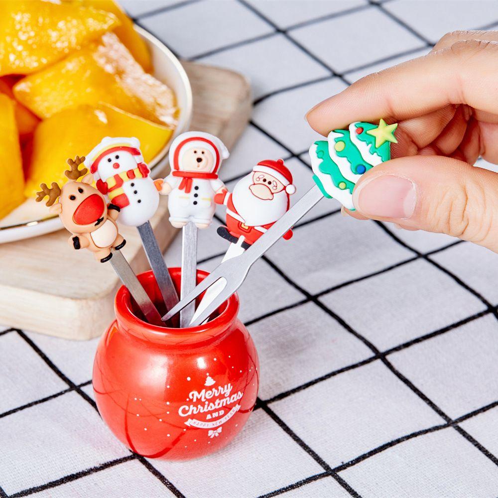 Bộ 5 Nĩa Ăn Tráng Miệng Kèm Giá Đỡ Bằng Sứ