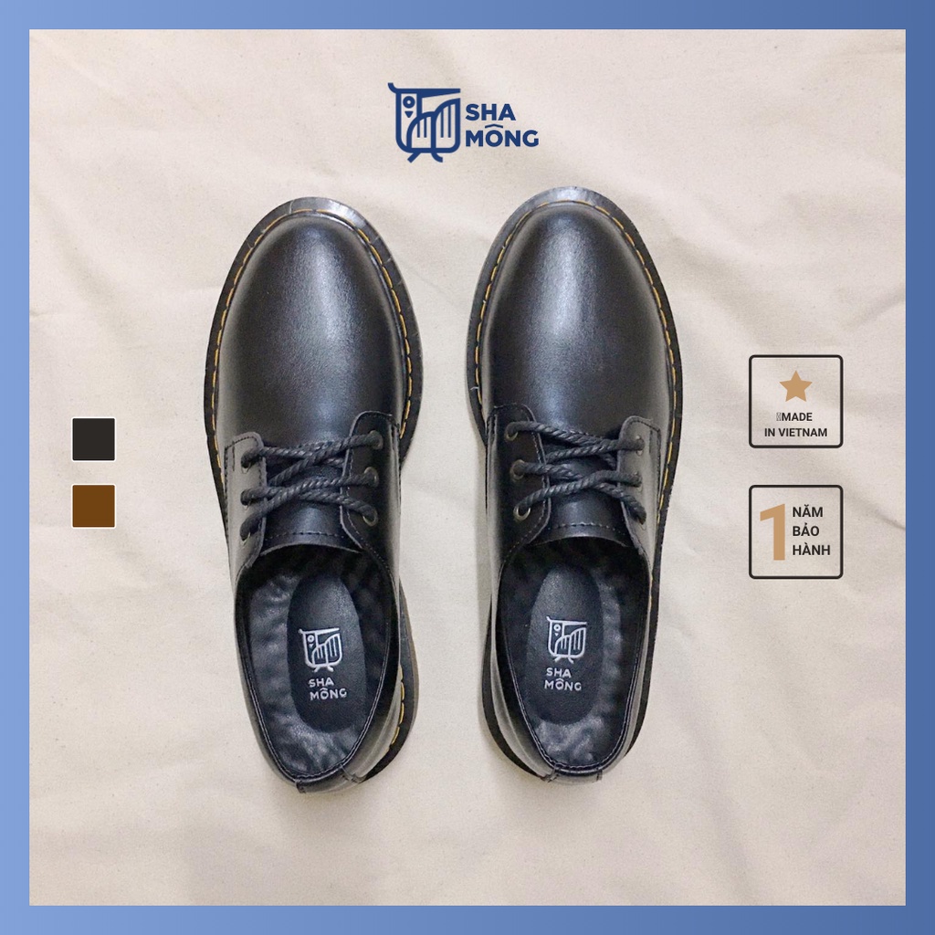 Giày DR cổ thấp nam da thật Shamong vintage made in Vietnam bảo hành 1 năm mã G2