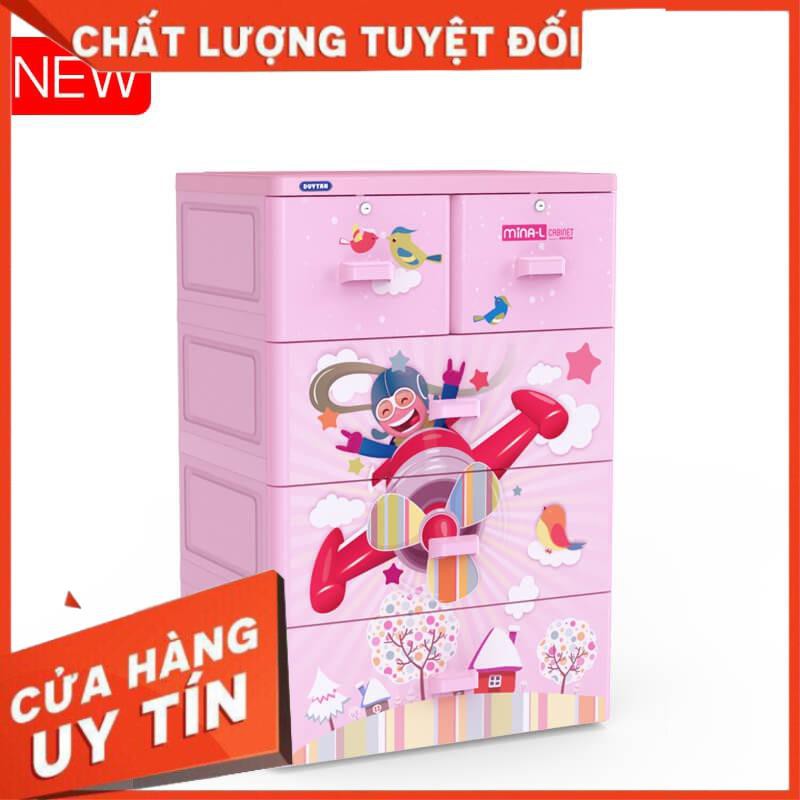 [FREESHIPXTRA] TỦ NHỰA DUY TÂN Mina L HỒNG  4 tầng 5 ngăn - .