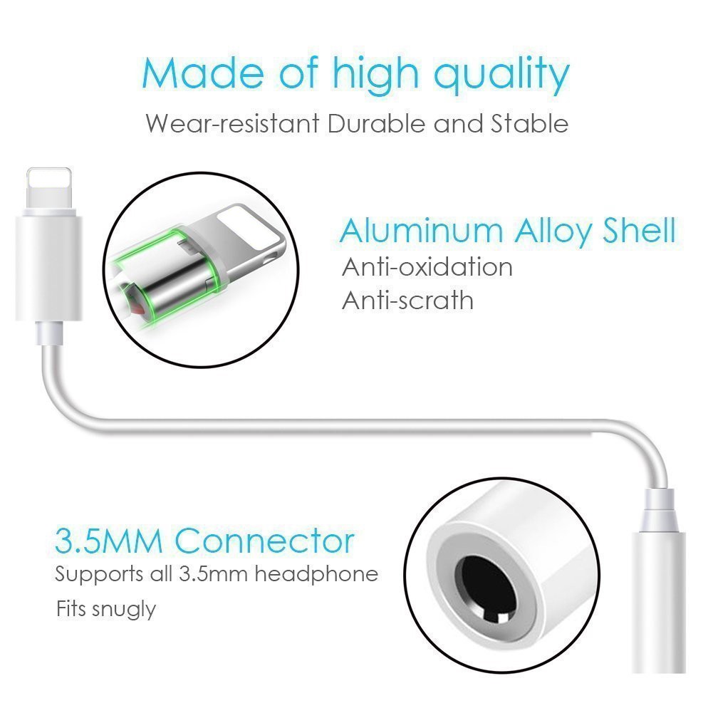 Set 2 cáp chuyển đổi tai nghe 8 chân sang 3.5mm thích hợp cho Iphone 10 11 12 X Xs 8