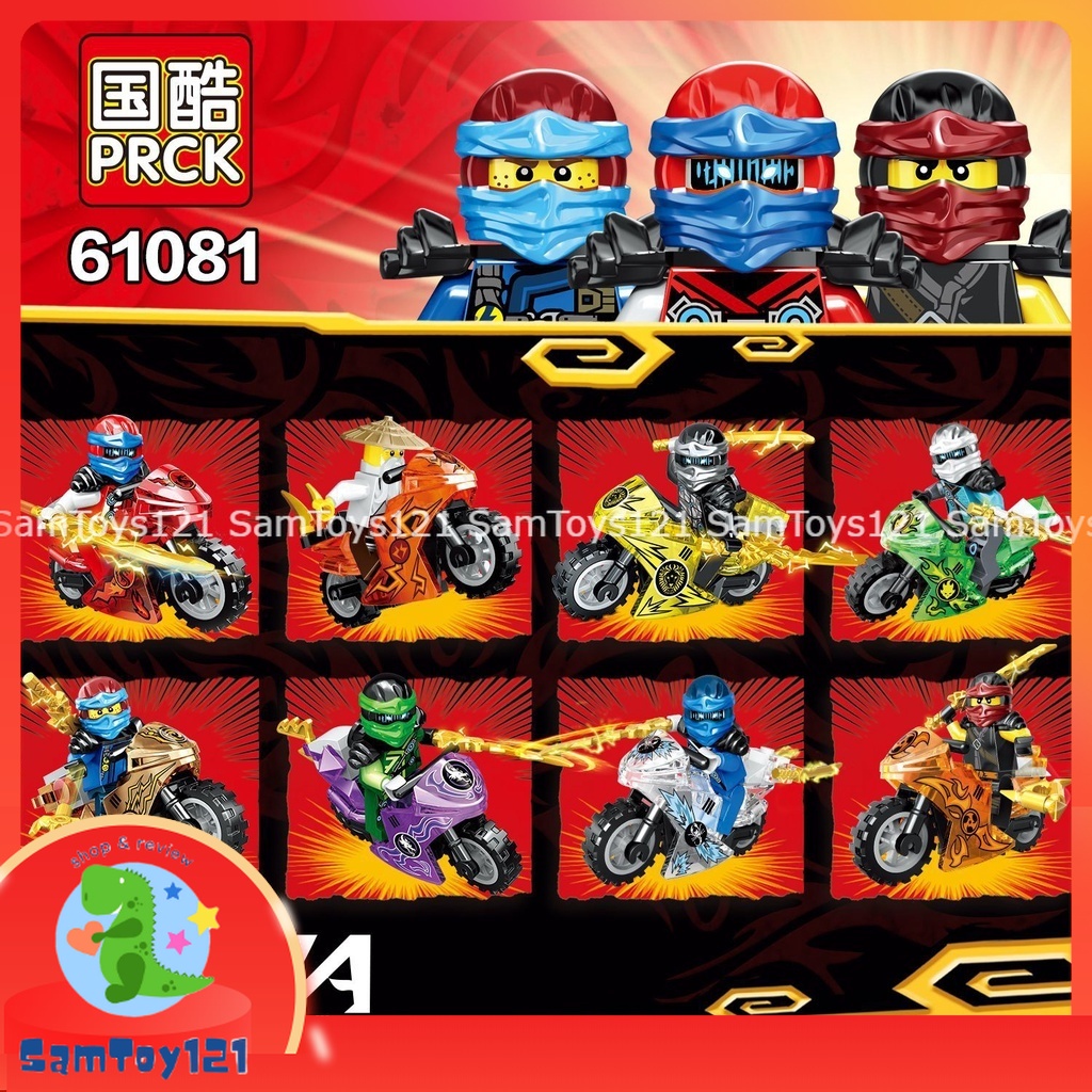Bộ 8 mô hình lắp ráp Lego Ninja Go VÀ SIÊU ANH HÙNG CÙNG xe moto dành cho bé trai