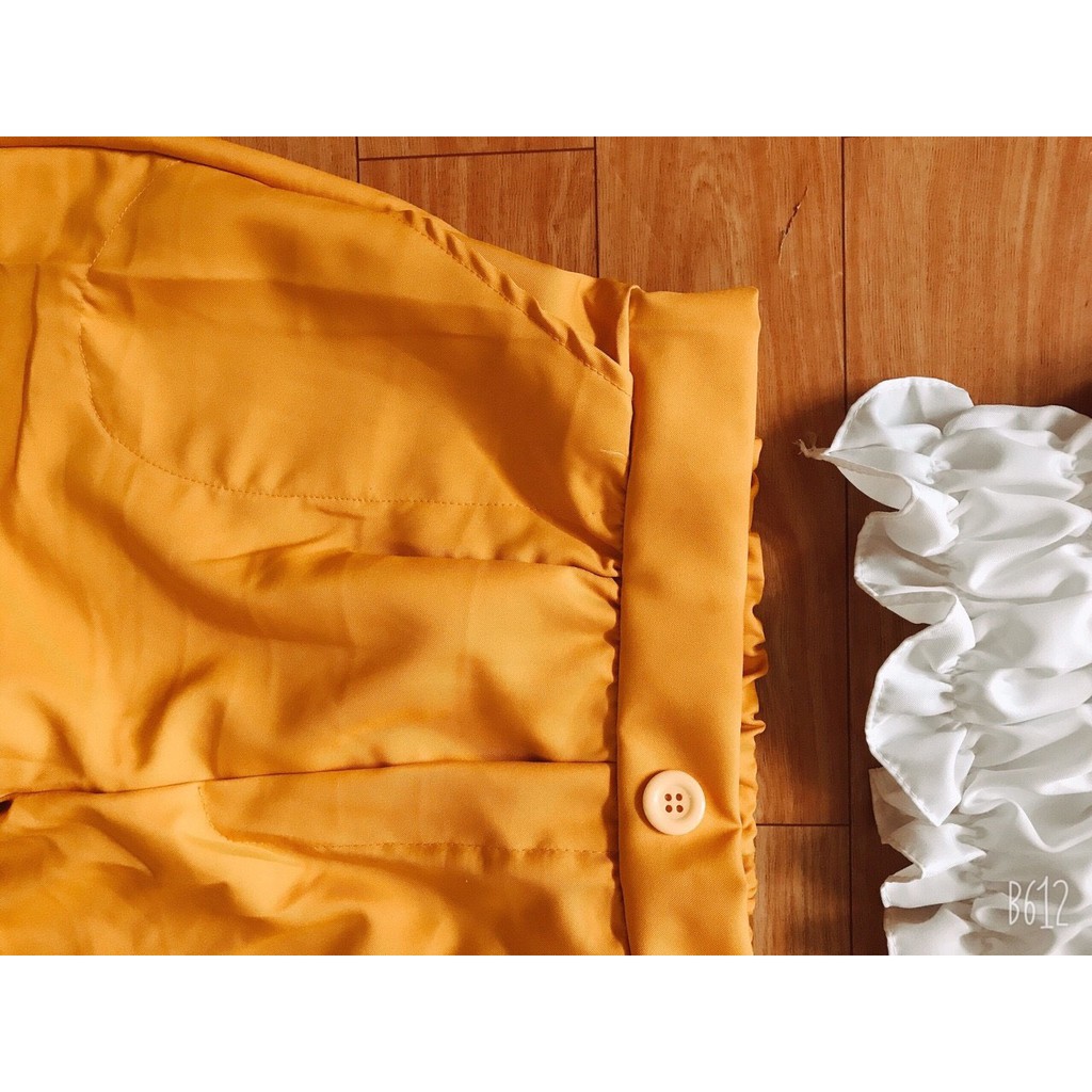 Sét áo nhún bèo và quần ống rộng vải mát mịn thời trang nữ Arava mm70